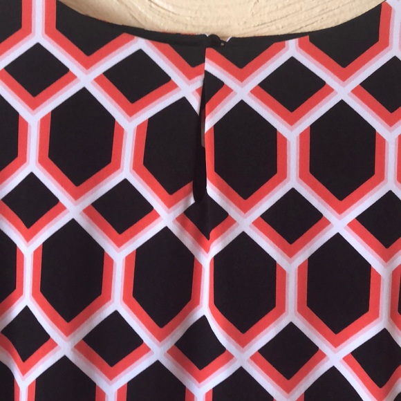 Geometric Print Shift Dress 3/4 Sleeve Small Lined - Picture 3 of 8